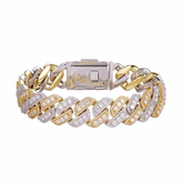14mm Two Tone Yellow & White Cuban Solitaire Moissanite Bracelet